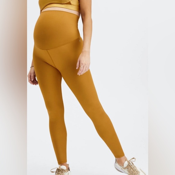 NWT HIGH-WAISTED SHINE MATERNITY LEGGINGS IN DARK BRONZE SIZE S - Picture 2 of 4